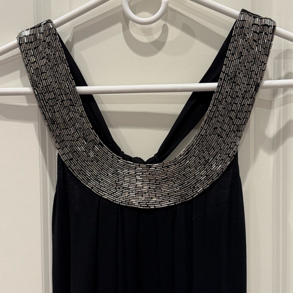 Forever XXI Black Top with Beaded Neckline